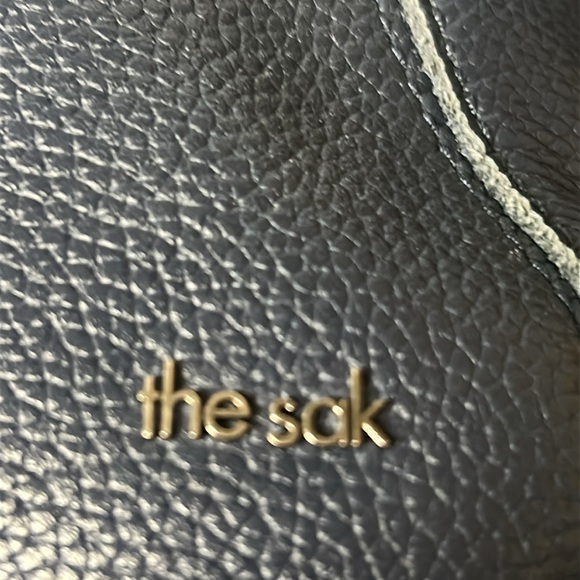 The Sak Y2K Blue Leather Shoulder Bag Purse Handbag Classic Tan Lining Boho - Picture 10 of 10